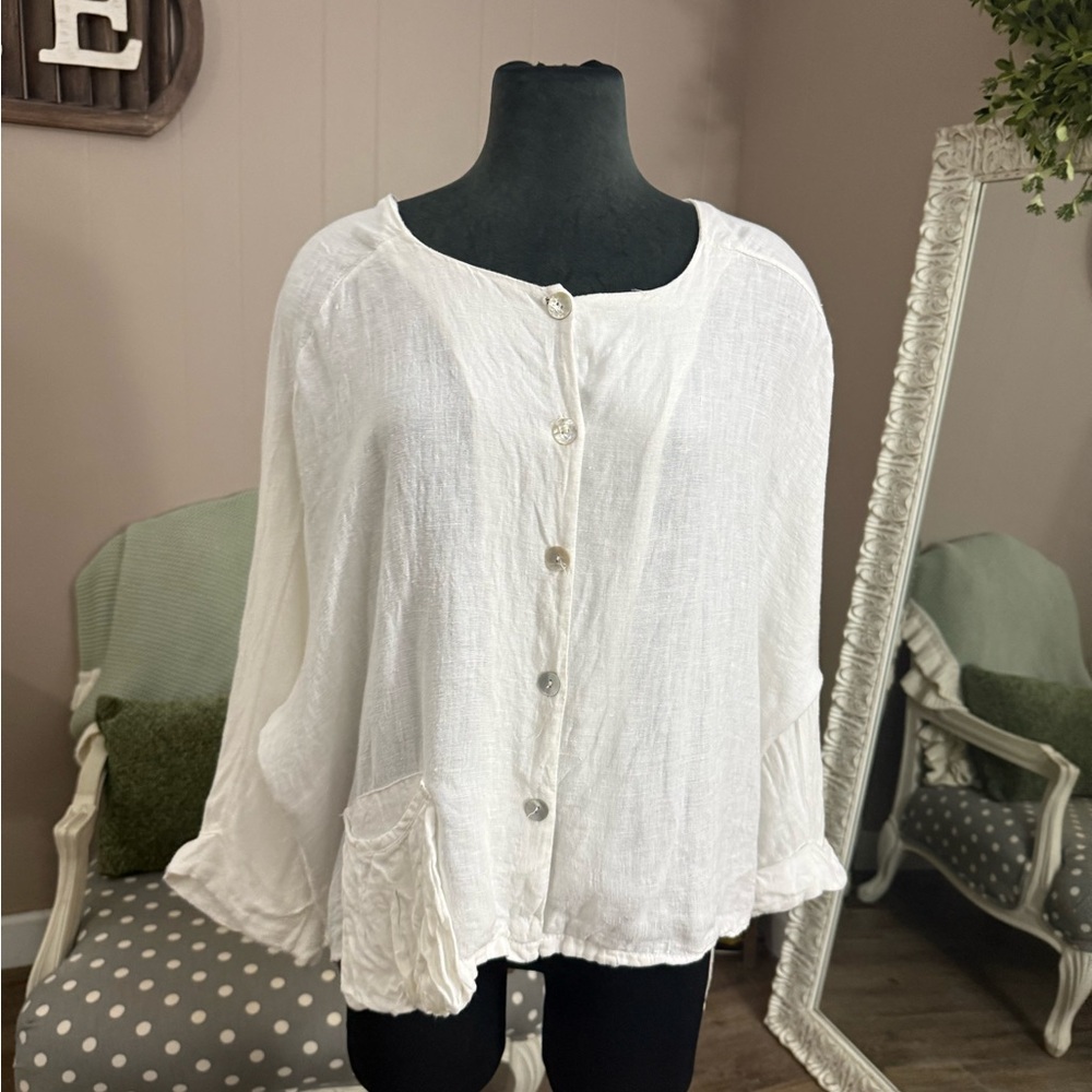Belle France • Oversized Italian Linen Lagenlook Top